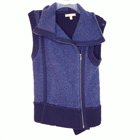 Banana Republic Cardigan Vest Women's Small Merino Wool Asymmetrical Zipper - Picture 1 of 13